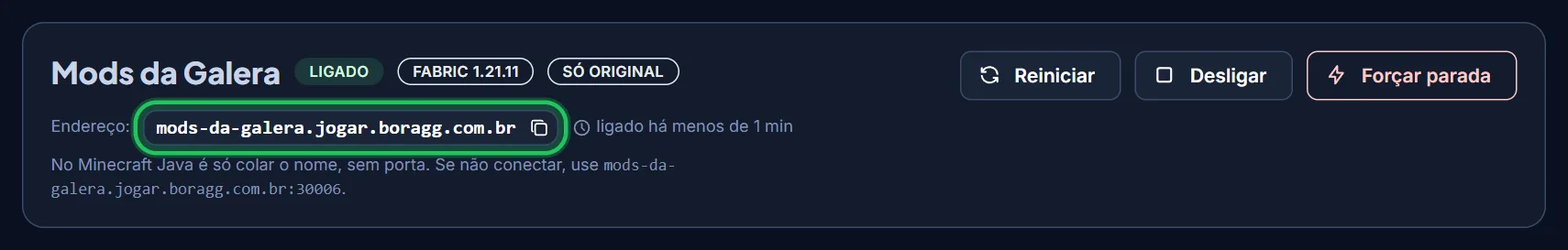Clique no botão de copiar ao lado do endereço.