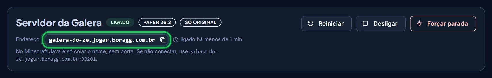 Clique no botão de copiar ao lado do endereço.